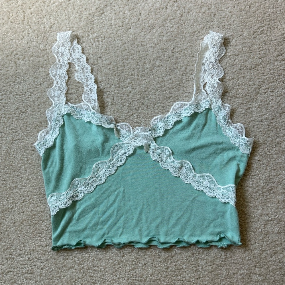 SHEIN mint green lace tank top